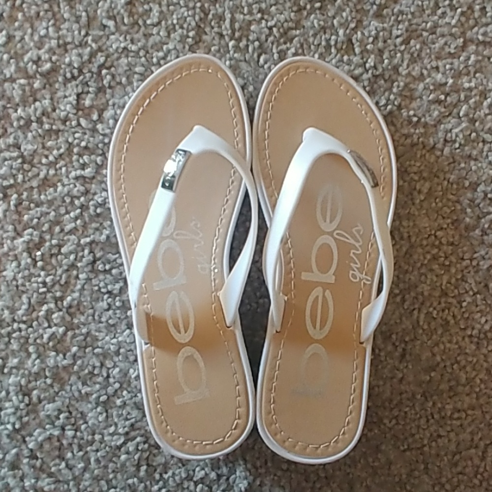 Bebe girls white flip flops
